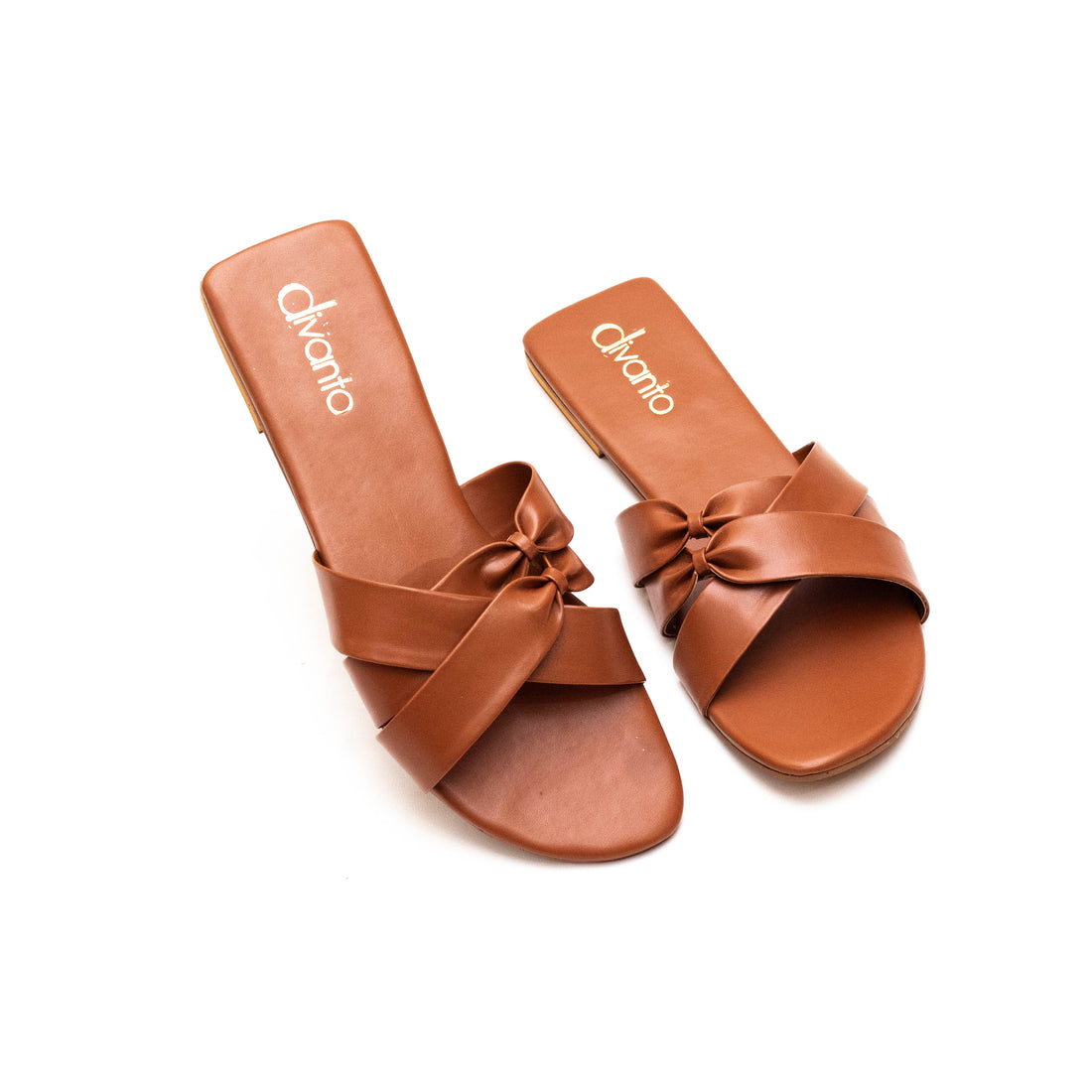 Divanto Brown Knotted Flat Slides